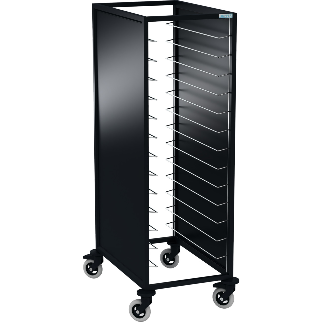 Tablett-Abräumwagen 1-tlg. 10 x GN 1/1 Höhenraster 125 mm Aluminium schwarz