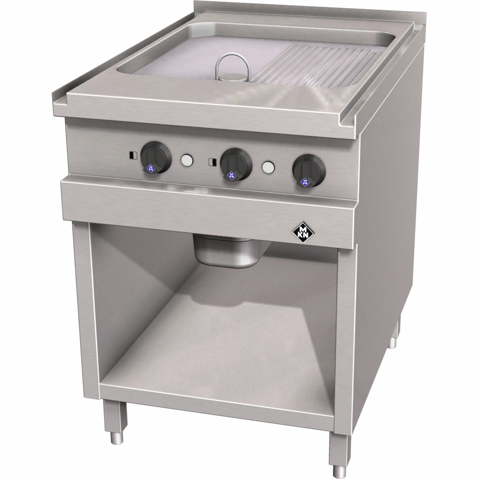 Elektro-Griddleplatte 1/2 glatt & 1/2 gerillt / 1 Supra / Bratfläche 500 x 540 mm